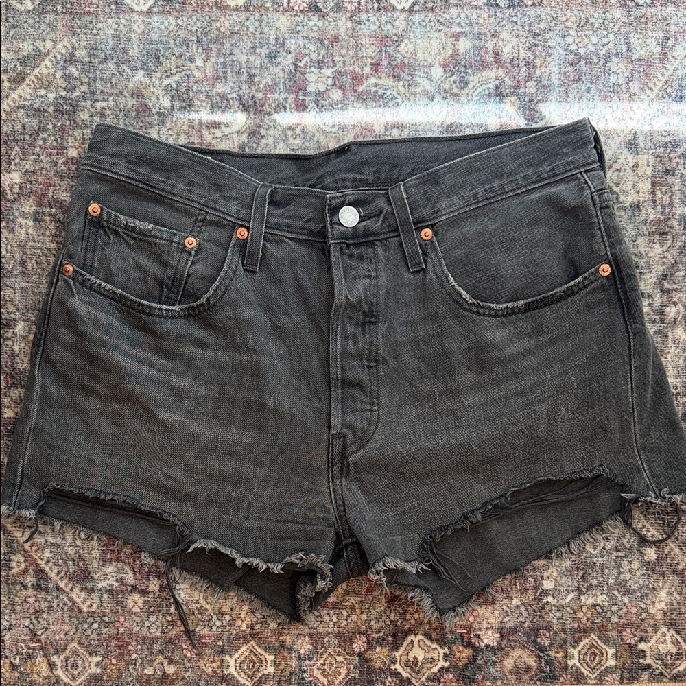 Levi's 501 Button fly Charcoal Jean Shorts